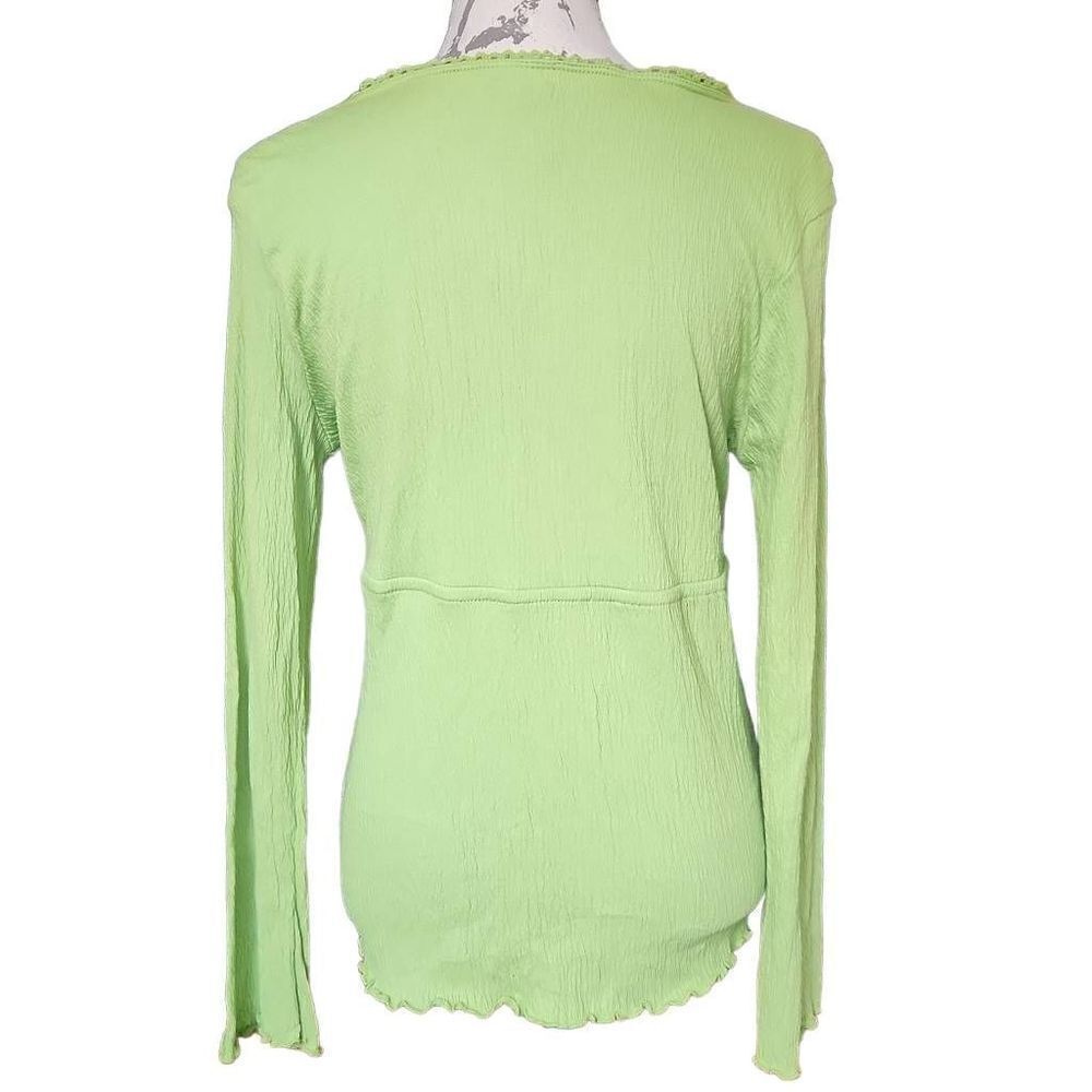 Faded Glory Stretch Ladies Size Medium Lime Green V-Neck Wrap Long Sleeve Top - Picture 2 of 7